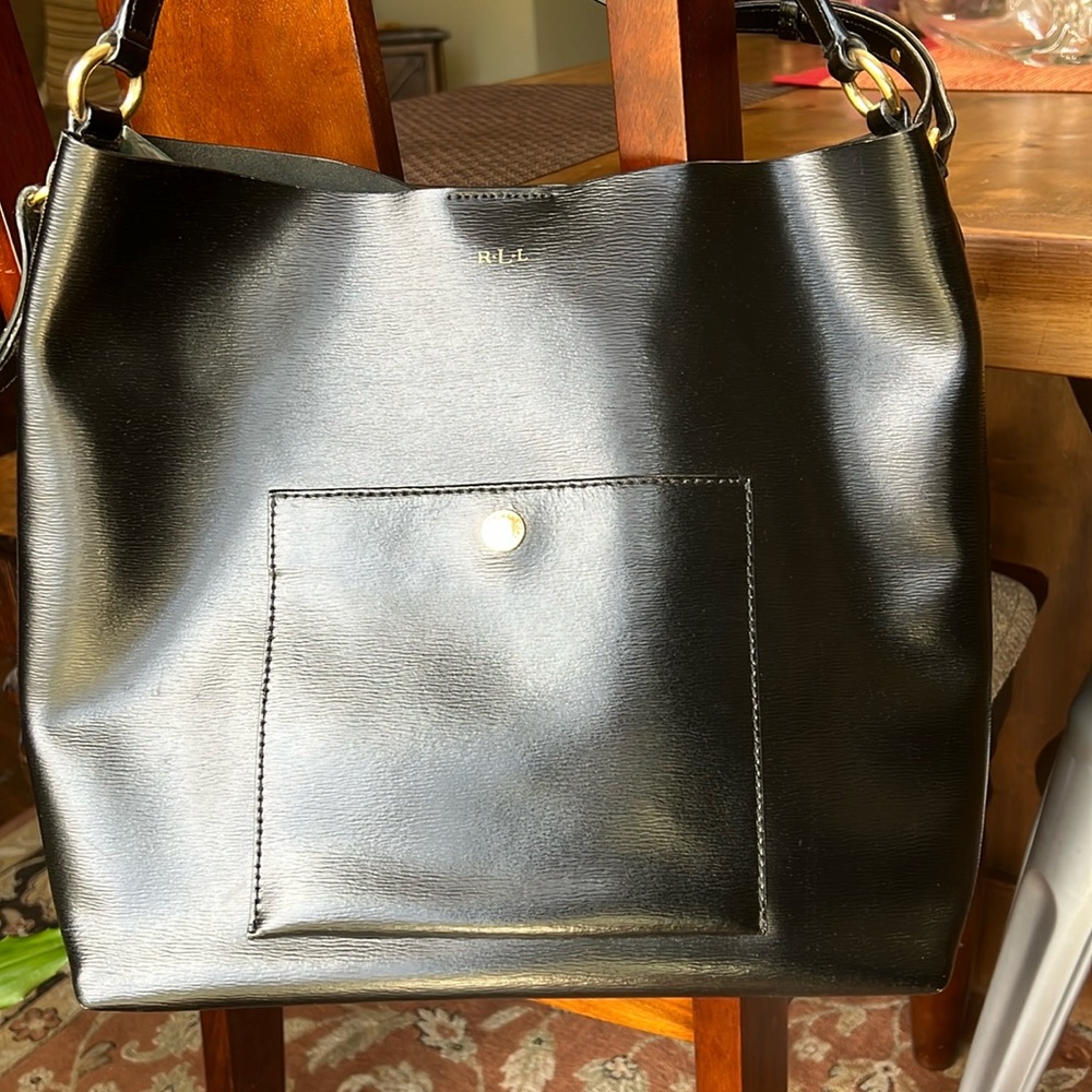 Ralph Lauren, black, leather hobo purse with 2 handles